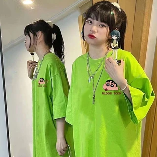 เสื้อยืดแขนสั้นผู้หญิงแฟชั่นฤดูร้อนมาใหม่ oversize เสื้อผ้าสาวอวบวัยรุ่นน่ารัก เสื้อโอเวอร์ไซส์เกาหลี พิมพ์ลายการ์ตู