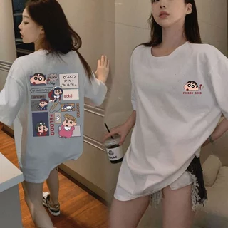 เสื้อยืดแขนสั้นผู้หญิงแฟชั่นฤดูร้อนมาใหม่ oversize เสื้อผ้าสาวอวบวัยรุ่นน่ารัก เสื้อโอเวอร์ไซส์เกาหลี พิมพ์ลายการ์ตู