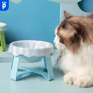 My paws ชามเซรามิคขอบหยัก ชามอาหารแมว ก้นลึก มีขาตั้ง สามารถDIYได้เอง