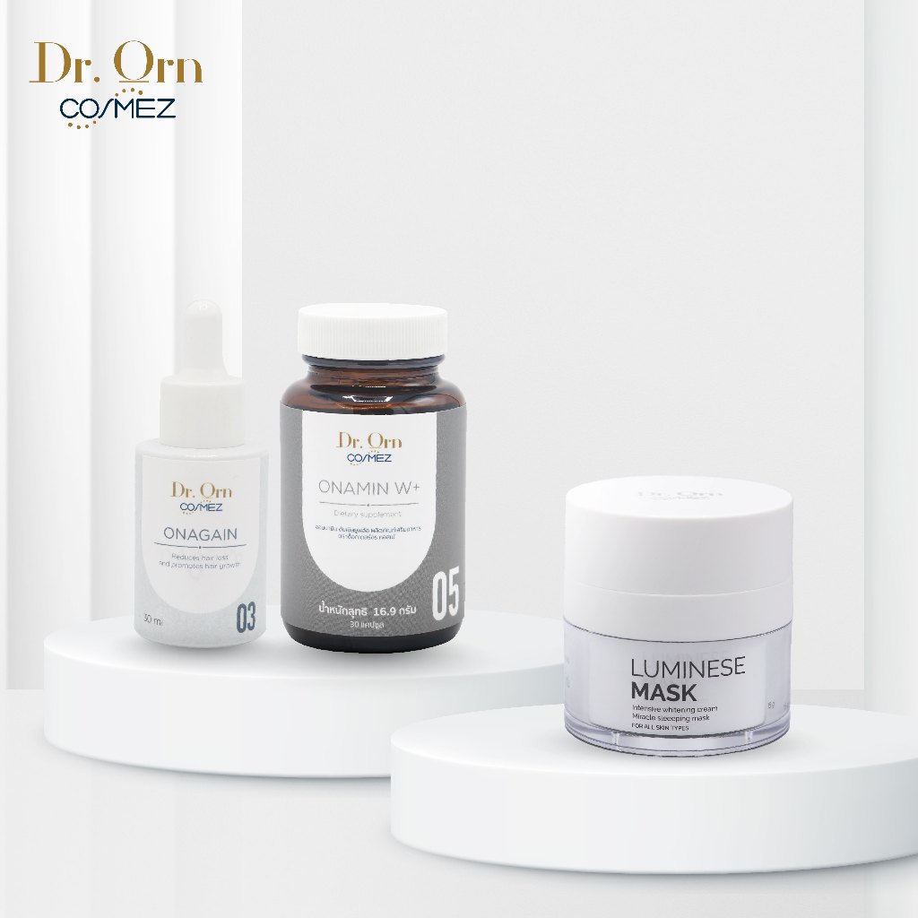 Dr.Orn Cosmez Onagain Hair Tonic & Onamin Hair Supplement & Luminese Sleeping Mask