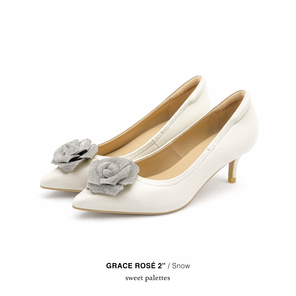 Sweet Palettes รองเท้าหนังแกะ Grace Rose 2 inch Snow