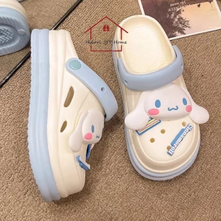 รองเท้าหัวโต รองเท้าแตะแบบสวม พื้นนิ่ม ใส่สบายเท้า แถมตัวการ์ตูนติดรองเท้า สไตล์เกาหลี