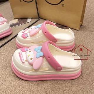รองเท้าหัวโต รองเท้าแตะแบบสวม พื้นนิ่ม ใส่สบายเท้า แถมตัวการ์ตูนติดรองเท้า สไตล์เกาหลี