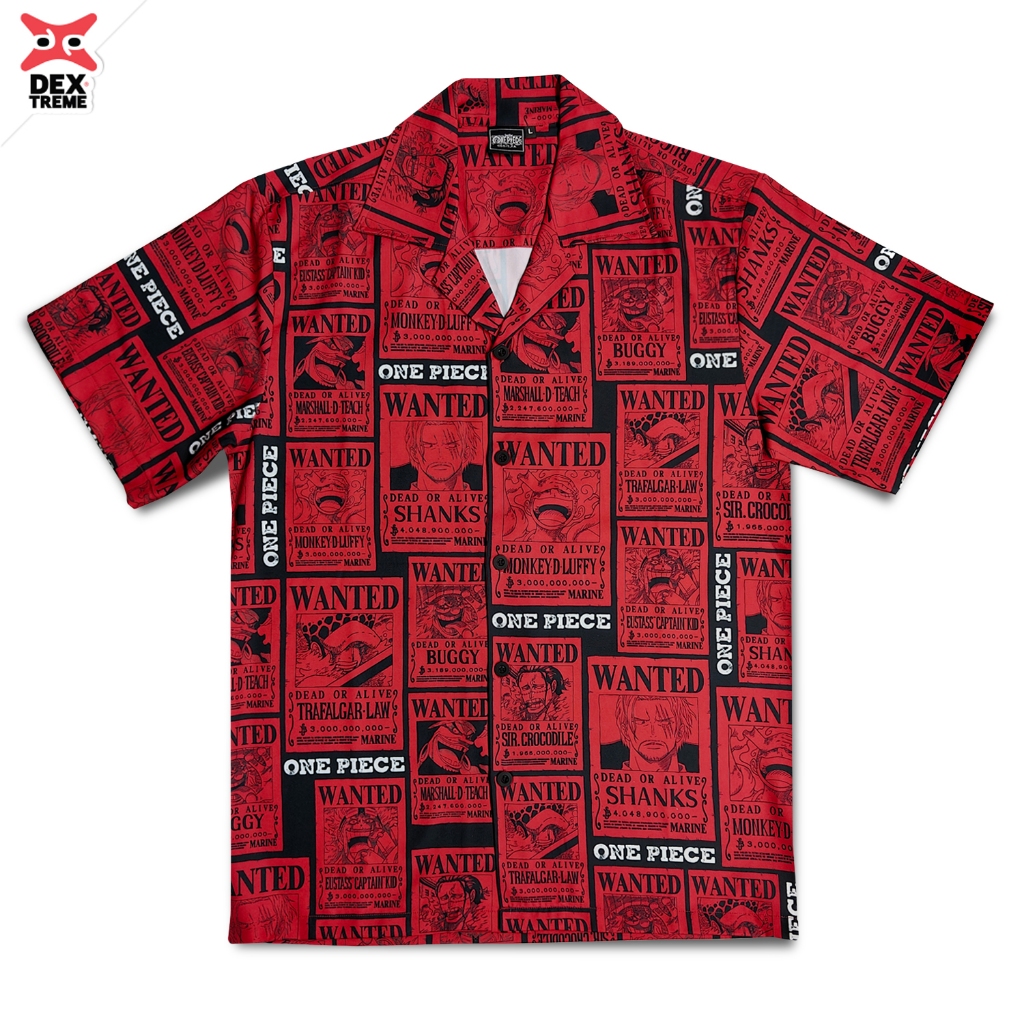 Dextreme เสื้อฮาวายวันพีซ (DOP-2099) Hawaii shirt ลาย Wanted