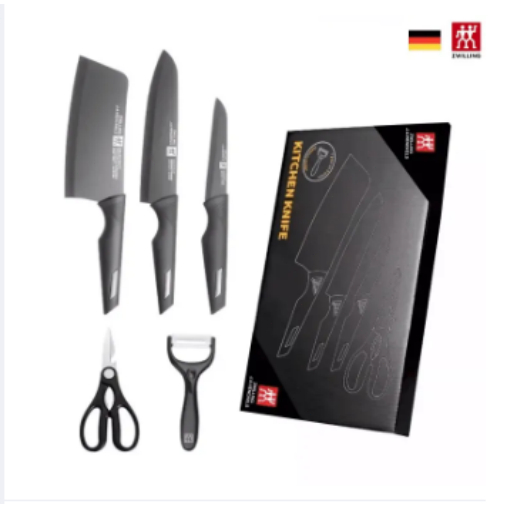 Zwilling เยอรมันสีดำมีดห้องครัวมีดตัด 5 ชุดมีดเชฟตัดพิเศษ