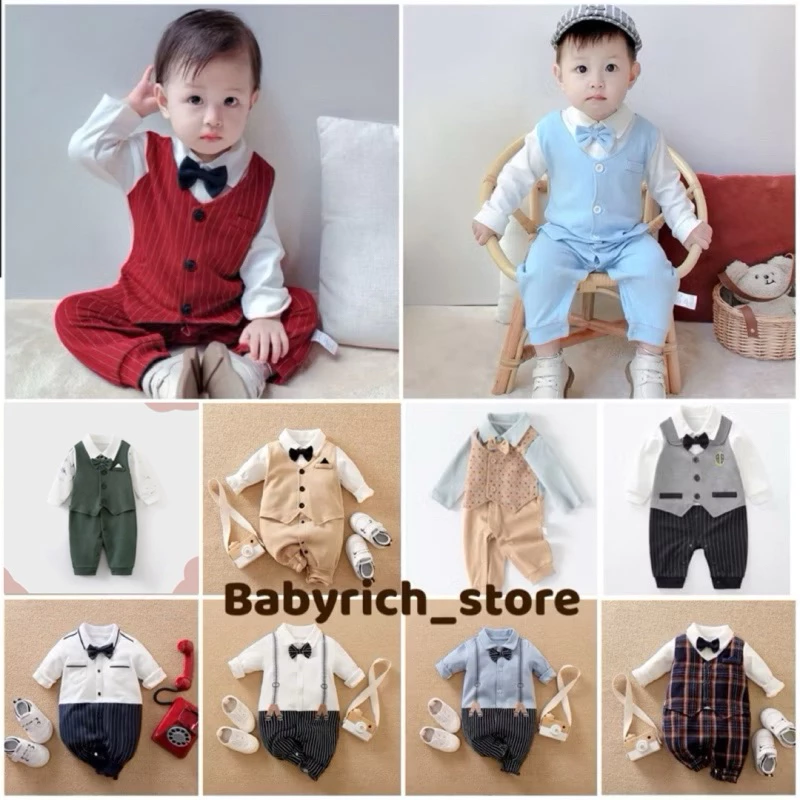 (1M-2Y)ชุดเด็กทารก ชุดหล่อ เด็กชาย ชุดเด็กอ่อน บอดี้สูท รอมเปอร์ romper ชุดออกงานเด็กชาย ชุดตรุษจีน boy กั๊ก ชุดเที่ยว