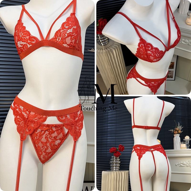 Sexy Charm❤️❤️ สีแดง ชุดยูนิฟอร์ม ชุดนอน sexy lingerie ชุดจีน ลูกไม้ ซีทรู คอวีลึก สิ่งล่อใจ ส่งไวจากไทย - รูปที่ 3