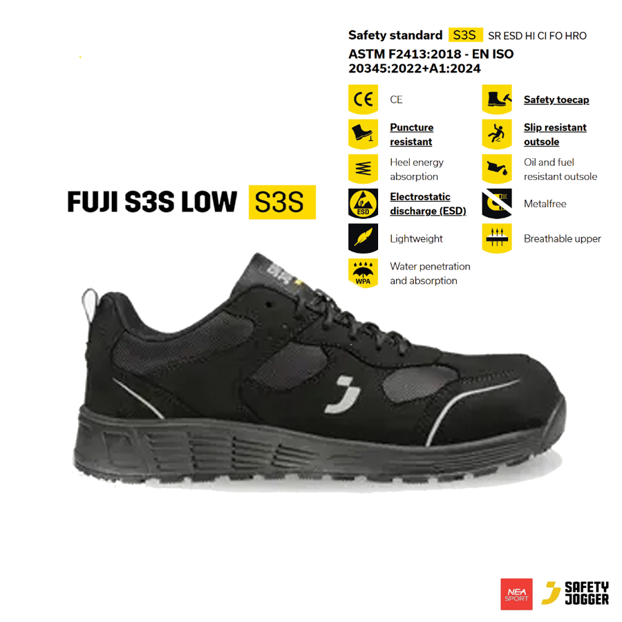 [ร้านนี้ Safety สุด] SAFETY JOGGER FUJI S3 LOW รองเท้าเซฟตี้ Metal free หัวคอมโพสิต กันไฟฟ้าสถิต ESD