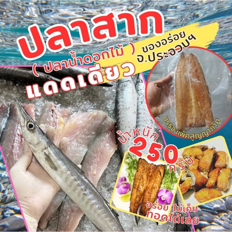 อร่อยไม่เค็ม ผ่าแล่ ไม่มีก้าง ปลาสาก หรือ[ปลาน้ำดอกไม้] แดดเดียว แพ็คสูญญากาศ น้ำหนัก 250 กรัม จ.ประจวบฯ ไม่สารกันบูด]