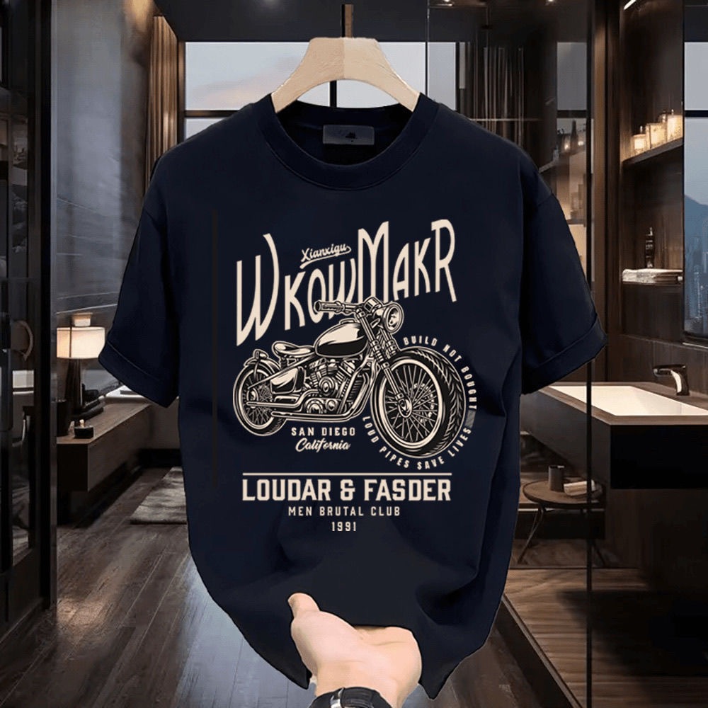 เสื้อยืด oversize ผ้าฝ้าย คอกลมแขนสั้น ผ้าคอตตอน โอเวอร์ไซส์ คอกลม สไตล์อเมริกัน เสื้อยืดผู้ชายเท่ๆ