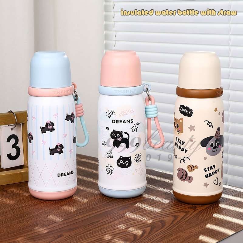600ml. แก้วเก็บความร้อน 316สแตนเลสลูกแมวถ้วยฟาง พร้อมเชือกยกให้ความอบอุ่นในถ้วยน้ํา6-12ชม.เอซไคนาร์ B0170