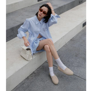 MINX รองเท้า espradrilles fluffy velvet รุ่นหนังกลับ ลายหัวใจ พื้นนุ่ม minxshoe