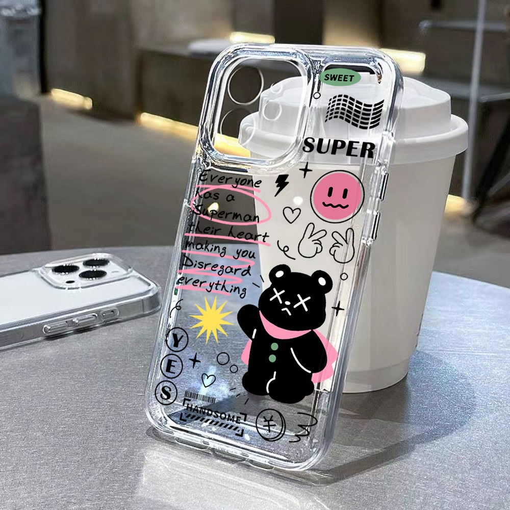 จัดส่งทันที เคสไอโฟน for iPhone 16 15 11 12 13 14 Pro Max X XR XS Max 7 8 Plus SE ผีเสื้อ Clear กันกระแทก Space Case