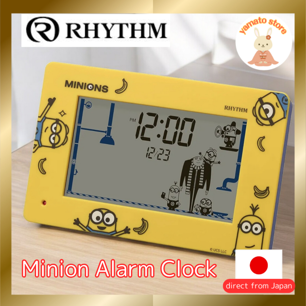 Rhythm Minion alarm clock, fun action digital clock with calendar 10x16.2x4.5cm, 8RDA82ME33