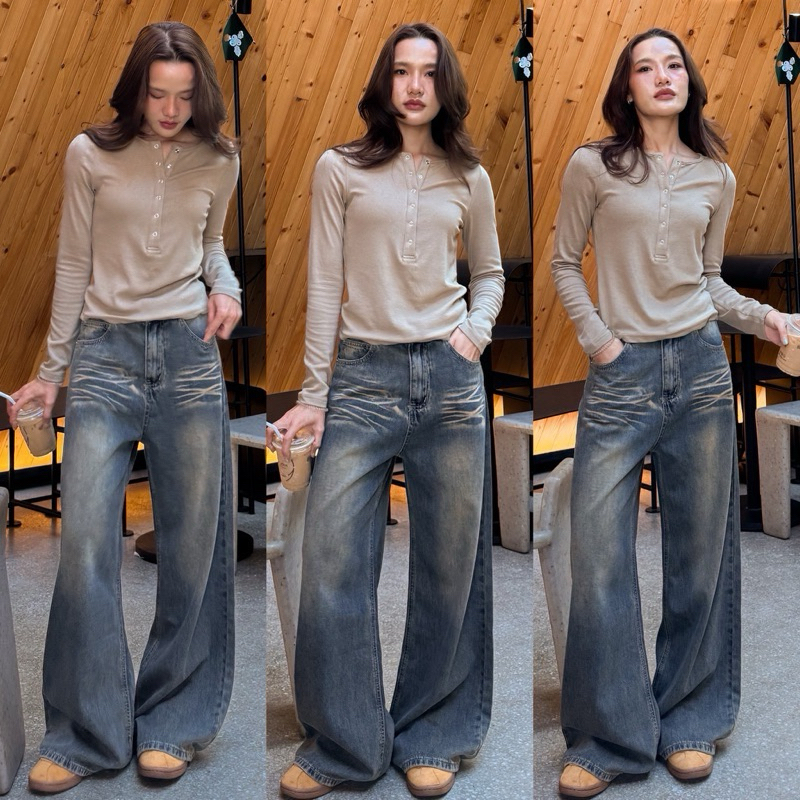 Stormy Jeans กางเกงยีนส์ขากระบอกใหญ่ jiranan