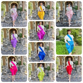 โจงกระเบน ไหมสำเร็จรูป แถมผ้าคาดโบว์สำเร็จรูป