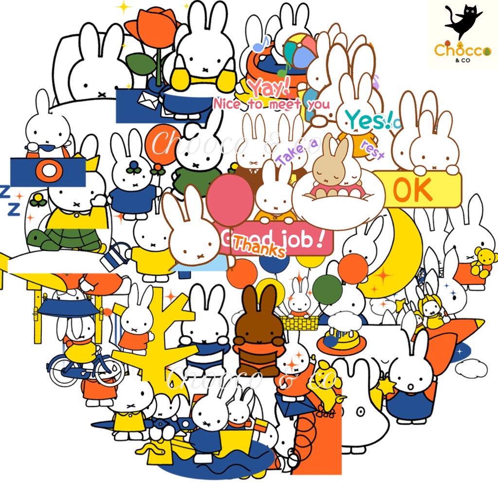 ✨ พร้อมส่งจากไทย!!!!   สติกเกอร์ Miffy   ตัวการ์ตูนกระต่ายสุดน่ารัก   สำหรับติดรถยนต์/สเก็ตบอร์ด/โทรศัพท์/แล็ปท็อป