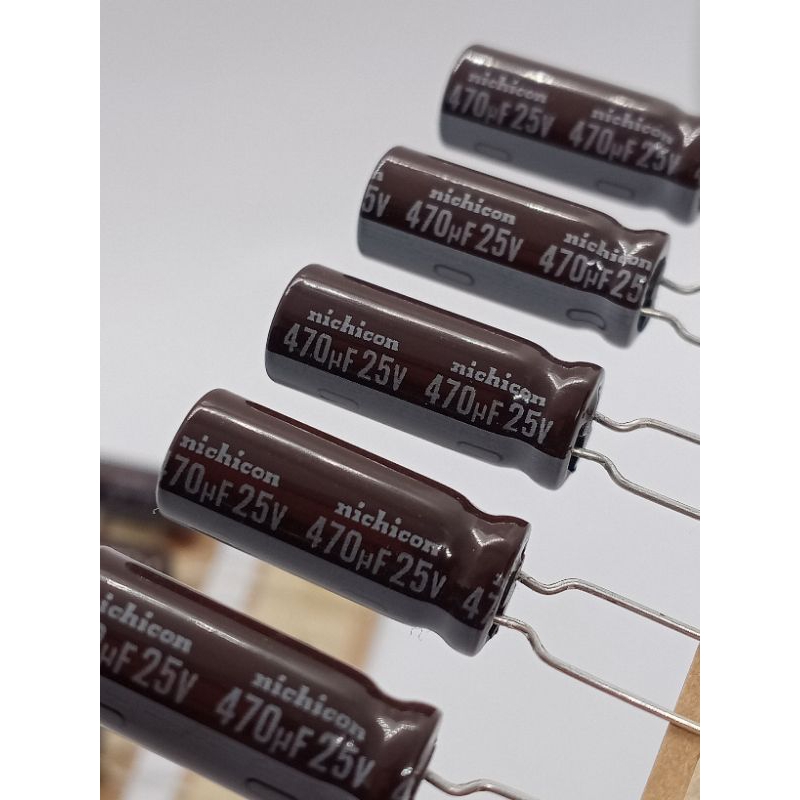 (แพ็ค6ตัว) คาปาซิเตอร์ 470uF 25V. 105C° ตัวเก็บประจุ ขนาด8×20mm. Capasitor 470uF 25V. พร้อมส่ง
