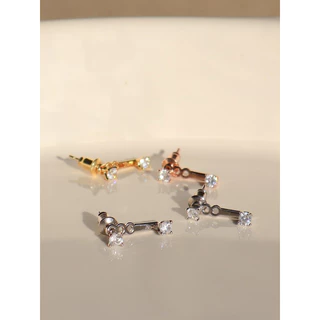 A.piece ต่างหู [silver 925 post] Diamond jacket earrings