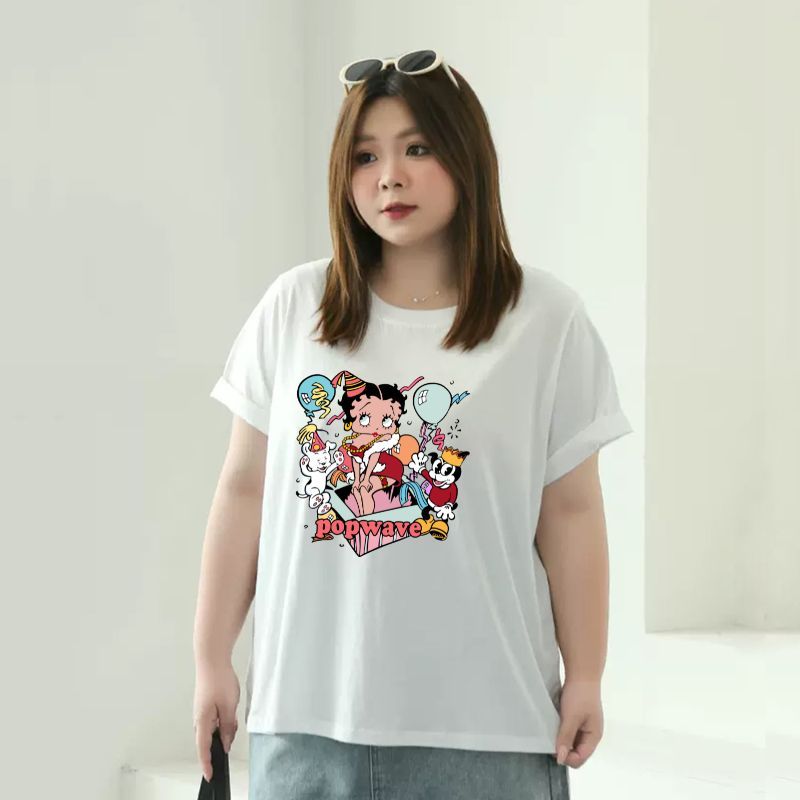 TeddyTee เสื้อยืด oversize สาวอวบ พลัสไซส์ สกรีนลายการ์ตูนเบตตี้ ผ้าคอตตอน100% ใส่สบาย สไตล์เกาหลี มินิมอล น่ารักมาก