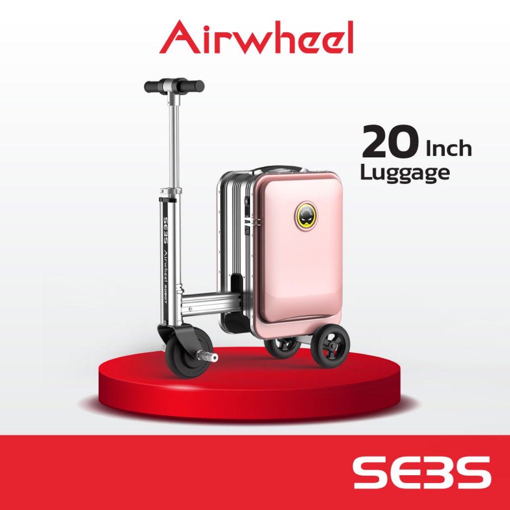 Airwheel SE3S สีชมพู (Pink) กระเป๋าเดินทาง ไฟฟ้า นั่งขับได้ (20 นิ้ว) ประกันสูงสุด 1 ปี