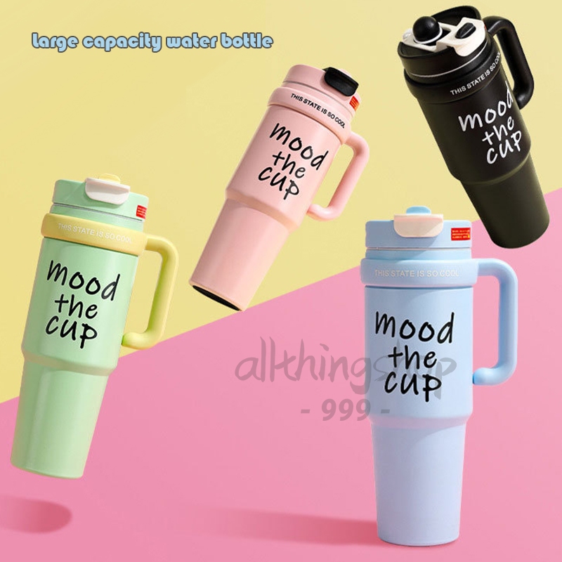 แก้วเก็บความเย็น แบบใหม่มีที่จับ หูหิ้ว แก้วสแตนเลส316 1000ml เก็บความเย็นนาน 24 ชั่วโมง B0172