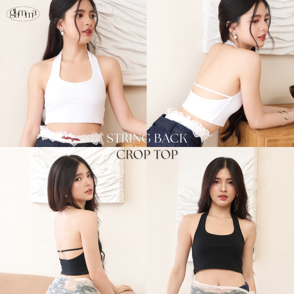 [GM003] NEW! String Back Crop Top เสื้อครอปเซ็กซี่กว่าเดิม ผ้ายืดหยุ่น กระชับ เก็บทรง เก็บหุ่