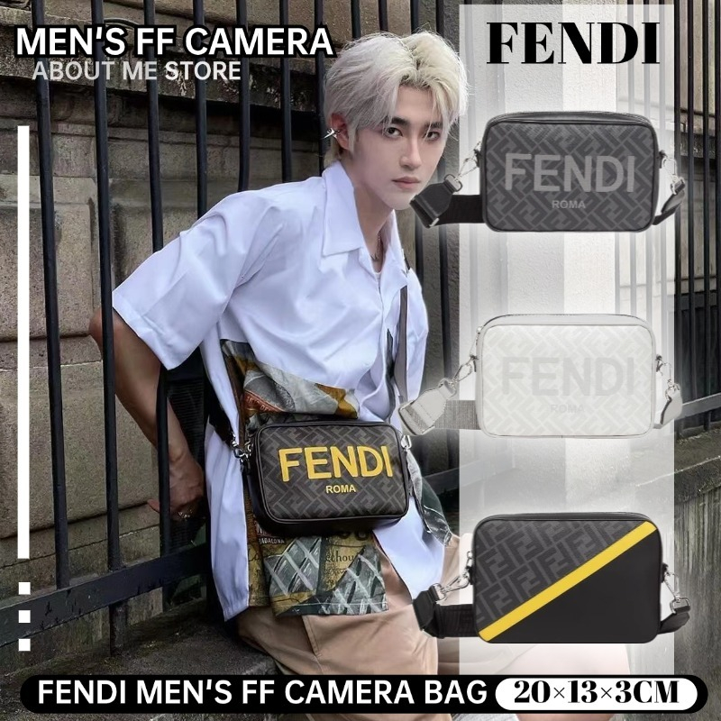 เฟนดิ 🌸Fendi Men's Camera Bag FF Pattern กระเป๋าสะพายข้างกระเป๋าสะพายข้าง Fendi bag