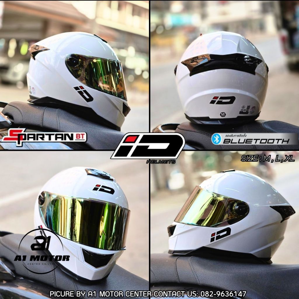 ใหม่ !! ID SPARTAN หมวกกันน็อคเต็มใบ ใหม่ล่าสุด นวมถอดซักได้ แถมฟรีถุงผ้า SIZE M L XL มาตรฐาน มอก