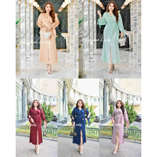 เดรสราตรีไซส์ใหญ่ คอวี มีเชือกผูกปลายแขนน่ารักๆ ออกงานสุดหรู…