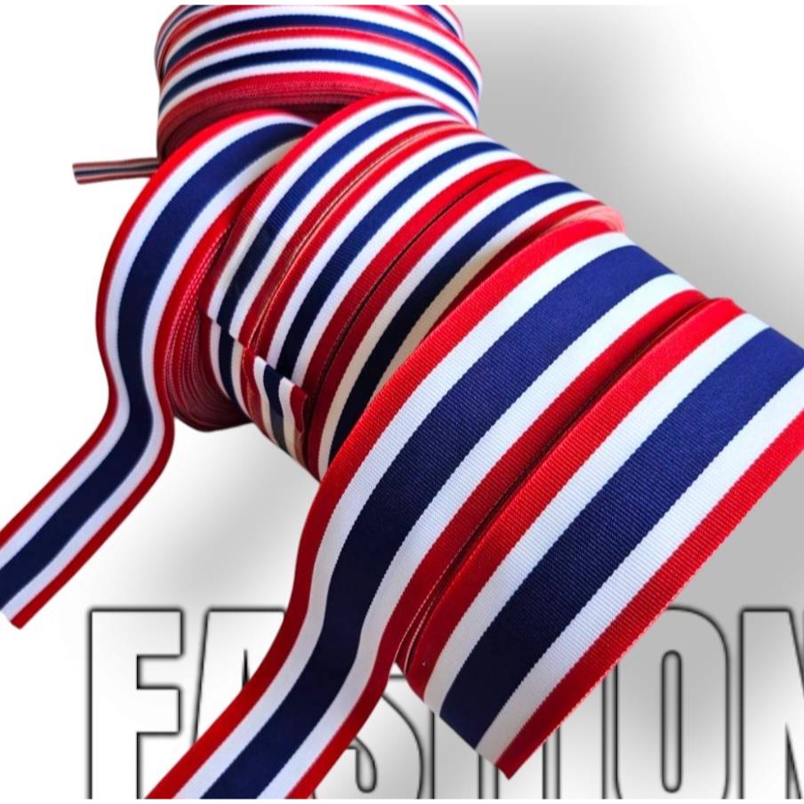 90cm เทป ริบบิ้น ผ้า ribbon พิมพ์ ลาย ธงชาติ ไทย ธงชาติไทย Thailand Flag ขนาดเล็ก จำนวน 1 เส้น สินค้าพร้อมส่งจากไทย