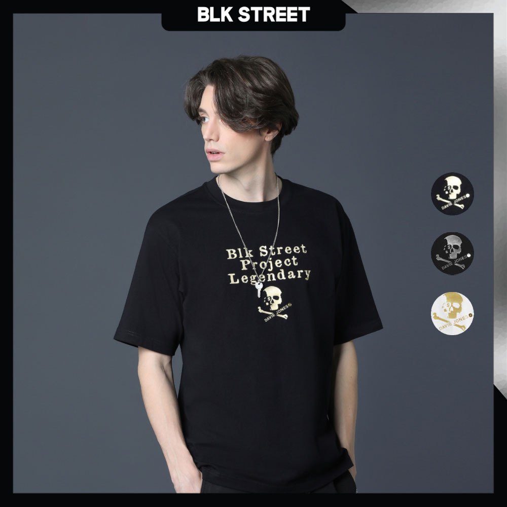 DAVIE JONES [ Black Street Project ] เสื้อยืด Logo Oversized Fit T-Shirt LG0086 สีดำ ขาว