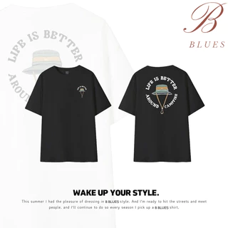 B BLUES เสื้อยืดผู้ชาย ลําลอง ผ้าฝ้าย แขนสั้น คอกลม ไม่ย้วย ไม่หด ผ้านุ่มใส่สบาย แฟชั่นฤดูร้อน สําหรับผู้ชาย และผู้หญิง