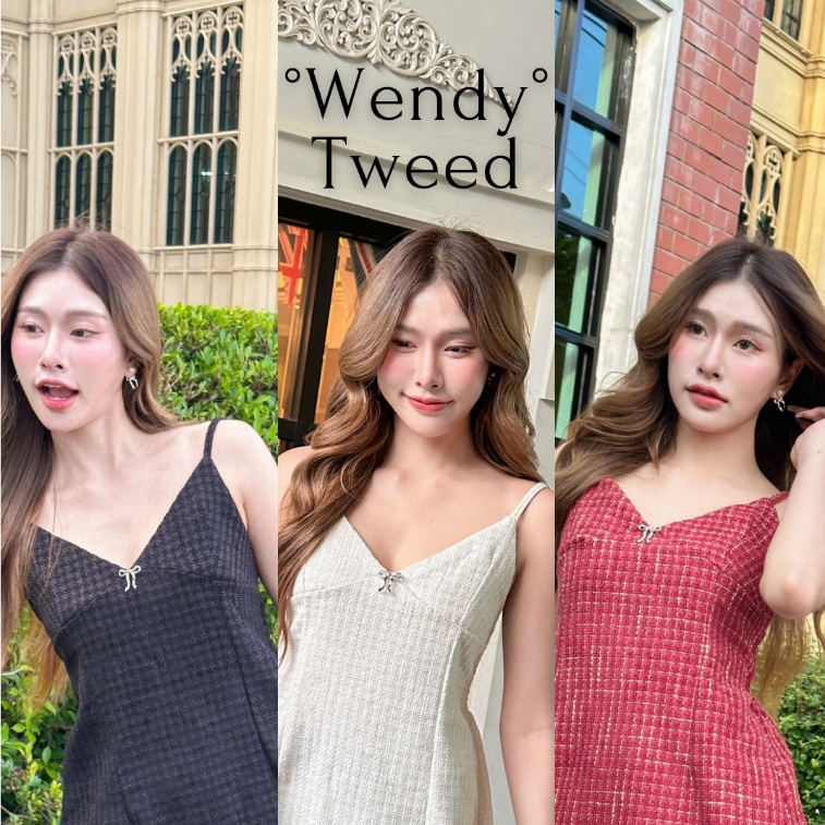 PANTA ⭐️Wendy Tweed Mini Dress 2024⭐️ มินิเดรสสายเดี่ยวผ้าทวิต ต้อนรับเทศกาลและวันพิเศษ