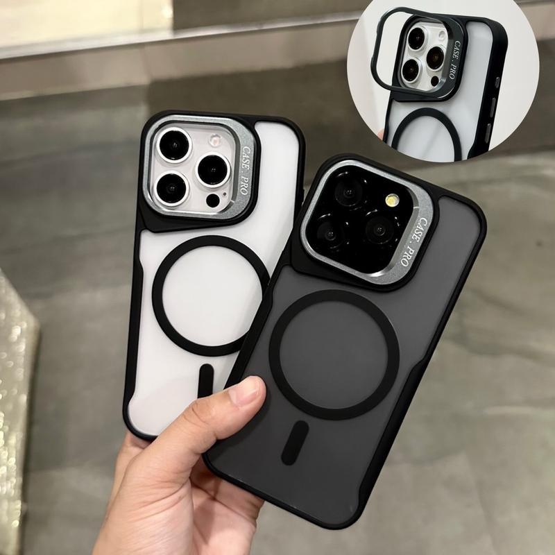 CASE PRO เคสหลังใสขุ่นขอบดำ ขอบระบาย ตั้งได้ MAGNETIC