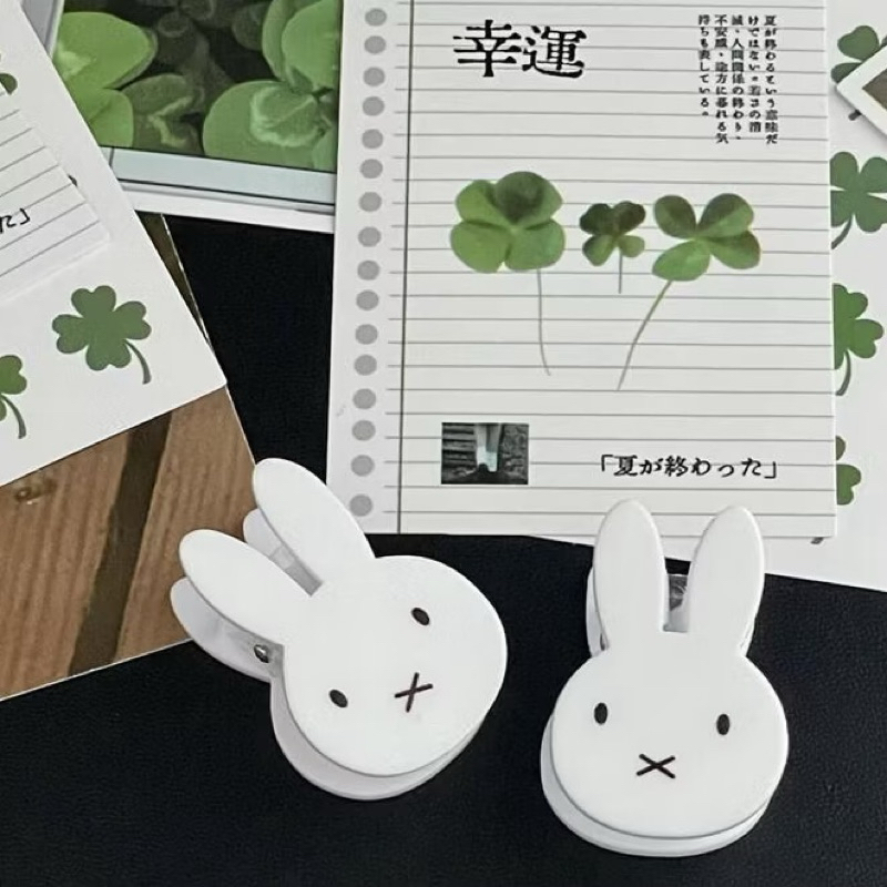 พร้อมส่ง!คลิปหนีบกระดาษ ลายกระต่าย Miffy Rabbit Handbook Clip สีขาว