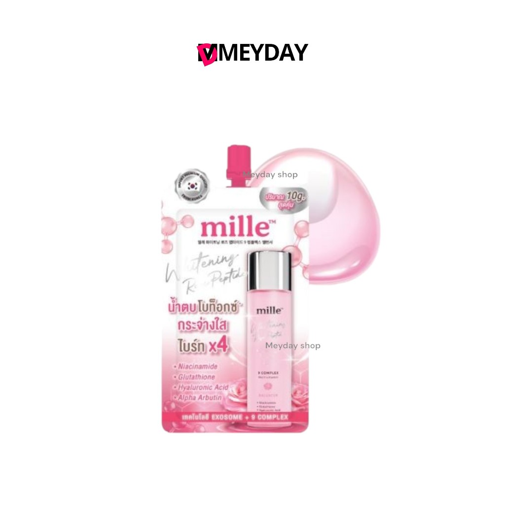 MILLE น้ำตบฟื้นฟูผิวตึงกระชับ WHITENING ROSE PEPTIDE 9 COMPLEX BALANCER 10 G.