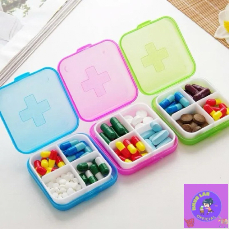 พร้อมส่ง กล่องยา มินิ กล่องสีสันลูกกวาด หลายช่อง กล่องยาแบบพกพา Cross-packing pill box