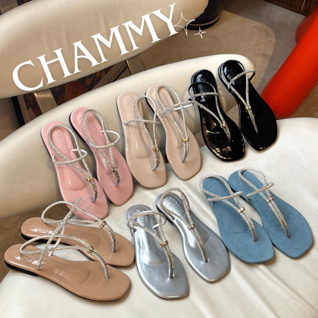 รองเท้ารัดส้นเส้นเพชร รุ่น Charmmy ( As-16 ) รัดส้นเส้นเพชรใส่ที่โลก สวยตะโกนถึงดาวอังคาร ใครชอบงานเพชร wink ห้ามพลาด