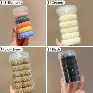 P395 ยางรัดผม กระปุก 6 ชิ้น ยางมัดผม ผ้ากำมะหยี่ หางม้า ยางยืด ไม่กินเส้นผม ยืดหยุ่น ยางรัด SP