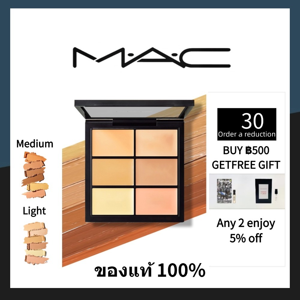 【แท้ %】 Mac Six-Color Concealer Repair Cream Palette Medium/Light คอนซีลเลอร์ 6g