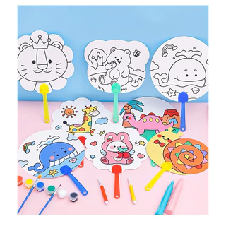 kingshopping (T2014)พัดระบายสี ระบายสีเด็ก พัด DIY ระบายสีพัด DIY เด็ก ของเล่นเสริมพัฒนาการ ของเล่นงานประดิษฐ์