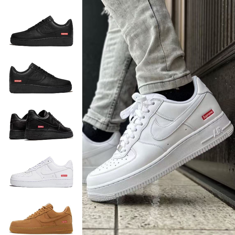 รับประกันของแท้ Nike Air Force 1 x supreme รองเท้าผ้าใบ CU9225-100