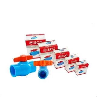บอลวาล์ว PVC SCG ขนาด 18มิล (1/2 นิ้ว) 20มิล(3/4นิ้ว)25มิล(1นิ้ว) สีฟ้า