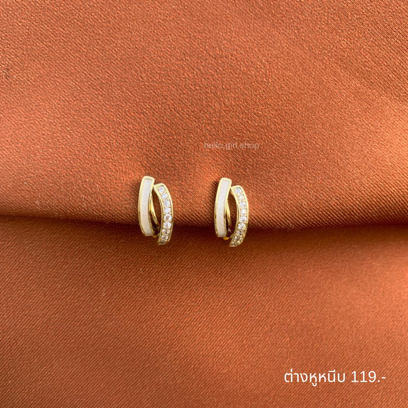 ( ต่างหูหนีบ ขดลวด ) ต่างหูเพชรเล็ก