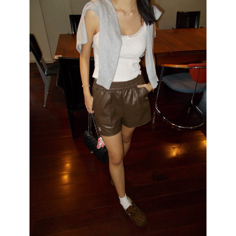 Leather Shorts in Brown