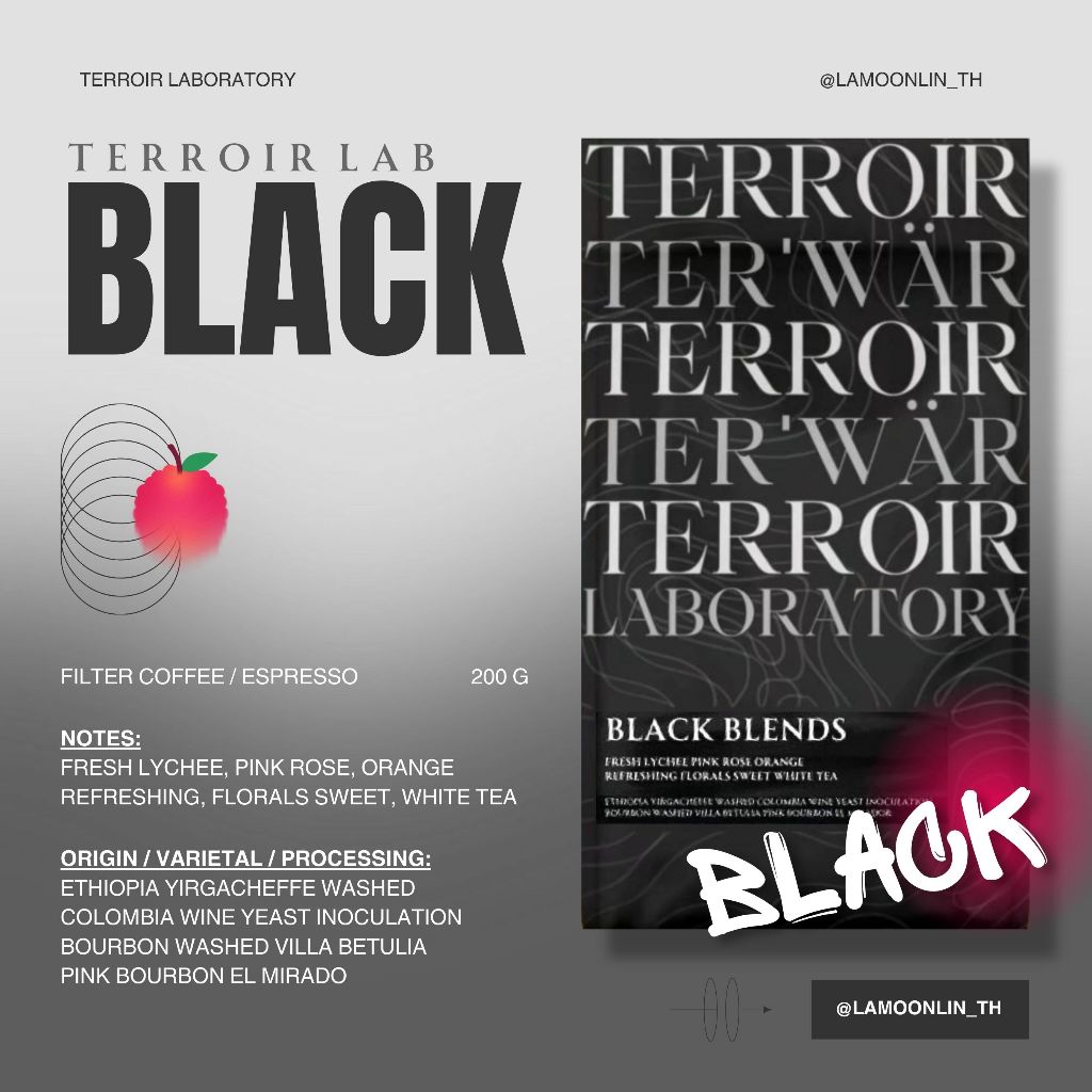 เมล็ดกาแฟ " Black " (New) - Terroir Laboratory คั่ว Omni คั่วกลาง อ่อน 200 g.