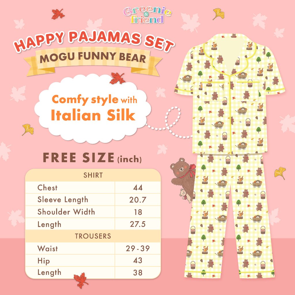 GREENIE & FRIEND PAJAMAS _ SPECIAL COLLECTION _ MUGU FAMILY BEAR