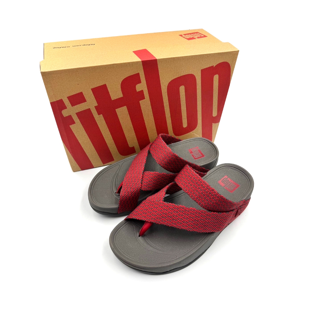 Fitflop รองเท้าแตะผู้ชาย Sling Weave Toe-Post สีแดง #41