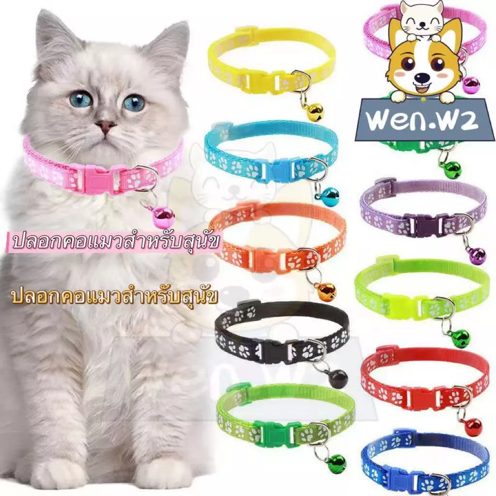 wen.W2 ปลอกคอสัตว์ มีกระดิ่งปรับได้ ปลอกคอแมว สุนัข กระดิ่งแมว thumbnail 5